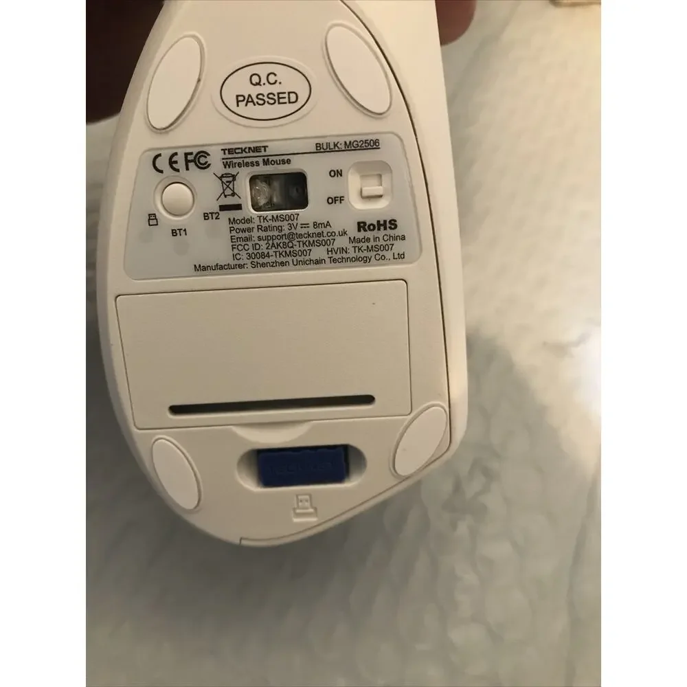 TECKNET TK-MS007 Ergonomic Wireless Cordless Mouse - White